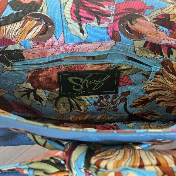 SHARIF STUDIO Genuine Quilted Leather Dusty Blue Handbag NWOT - Picture 10 of 11